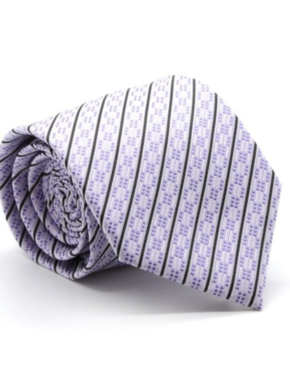 Ferrecci Mens Purple Striped Necktie with Handkerchief Set